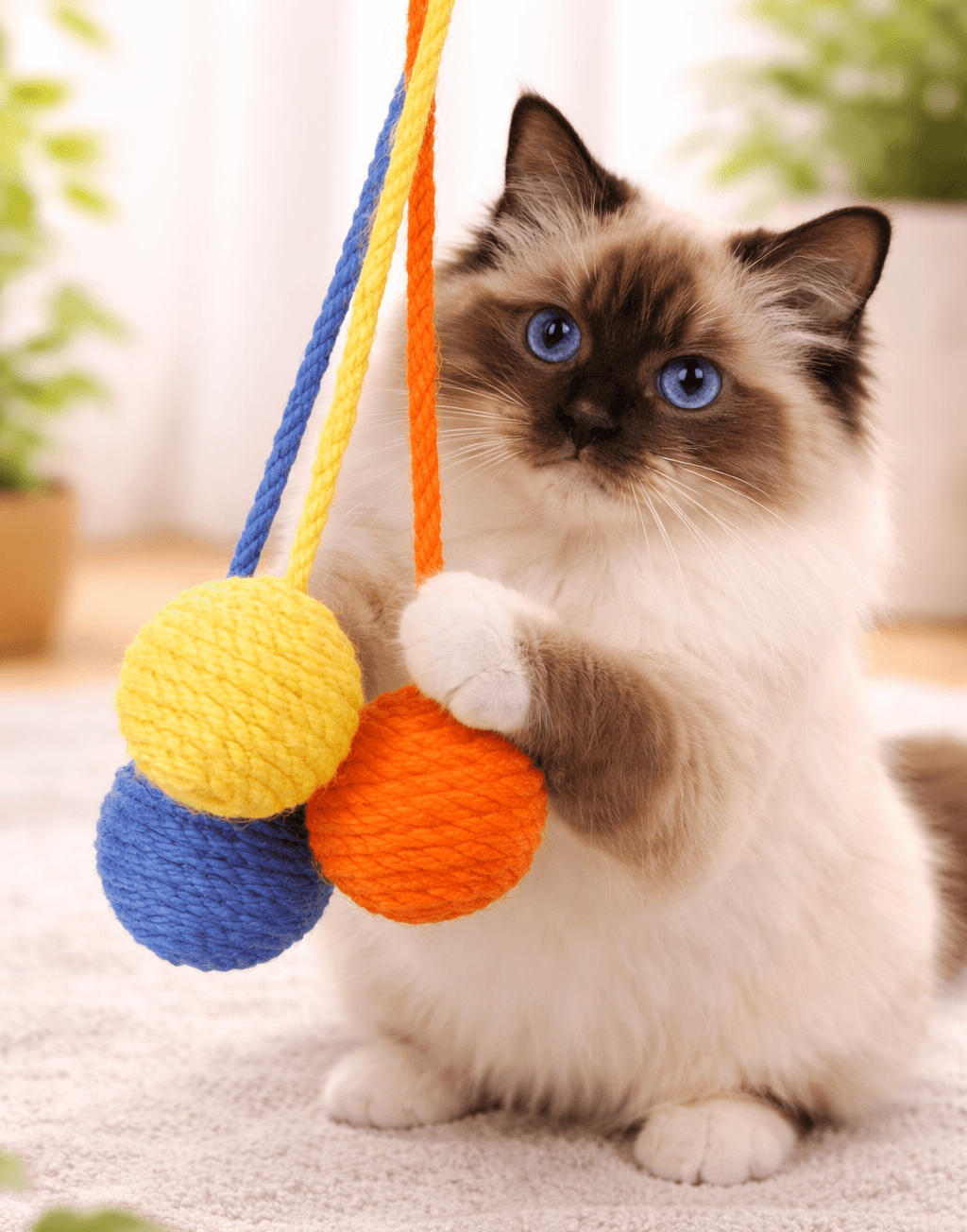 Jouet pour chat – balles en corde suspendues