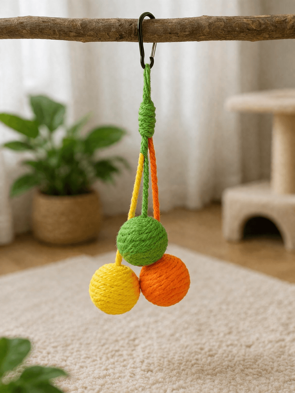 Jouet pour chat – balles en corde suspendues